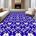 Rich Royal Blue White Symmetry Rug