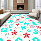 Aqua Alphabet Star Scatter Rug