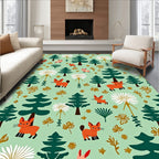 Whimsical Woodland Creatures Fox and Bunny Rug