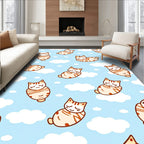 Cute Sleeping Cats In Sky Clouds Rug