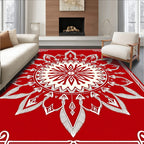 Red Cream Symmetry Petal Layout Rug