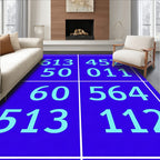 Retro Blue Numeric Squares Rug