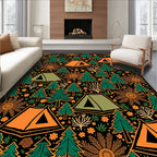 Woodland Tent Meadow Camping Nature Rug