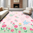 Whimsical Pastel Bunny Garden Rug