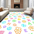 Playful Alphabet Flower Watercolor Rug