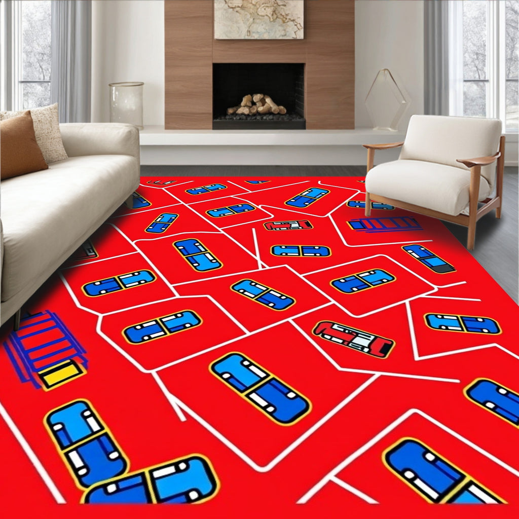 Bold Red Capsule Collage Rug