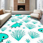 Aqua Fish Coral Whimsy Rug