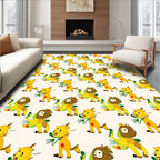 Yellow Cartoon Animals Repeating Pattern Rug