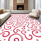 Whimsical Red Swirls and Stars Rug