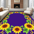 Golden Sunflowers on Royal Purple Border Rug