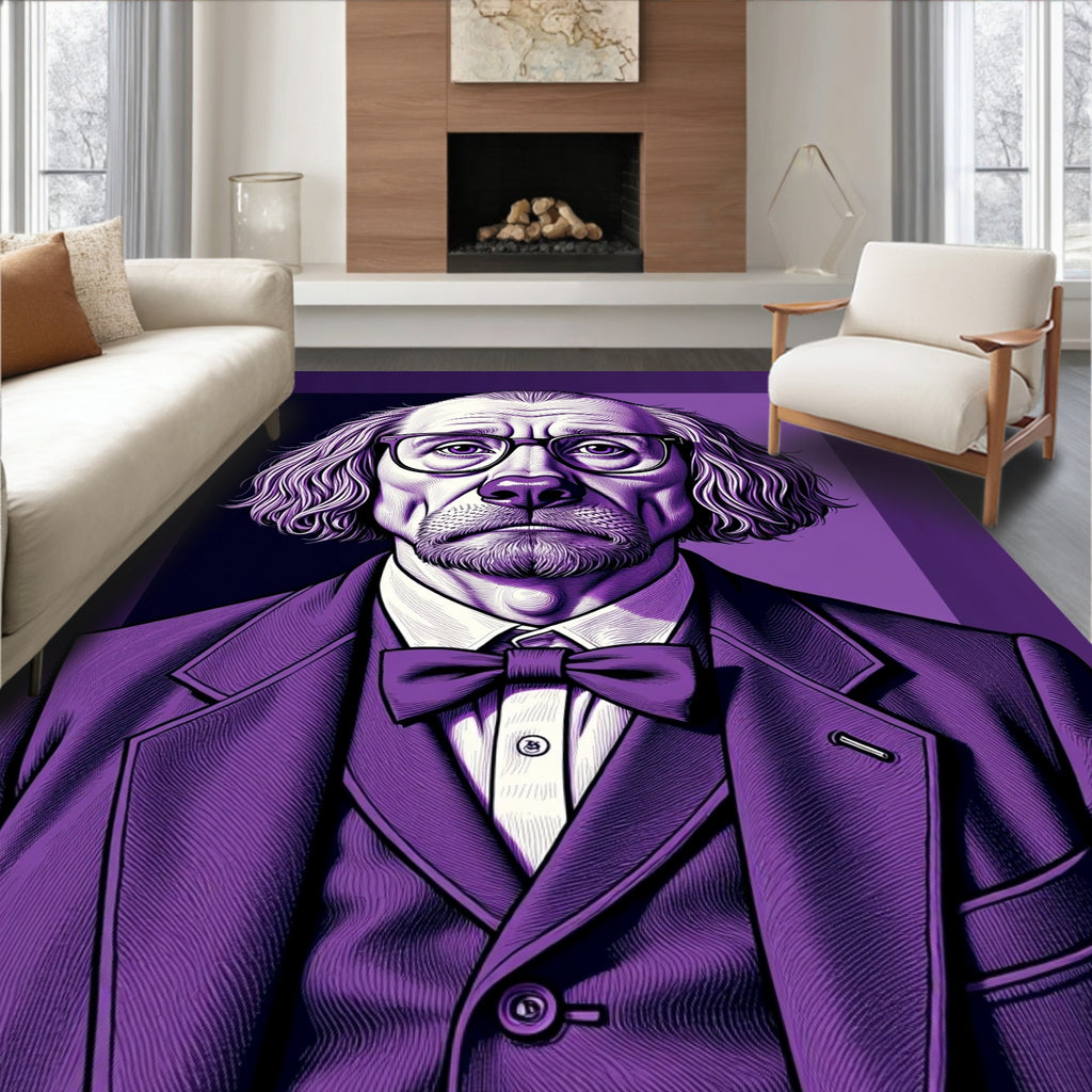 Purple Dapper Man Portrait Rug