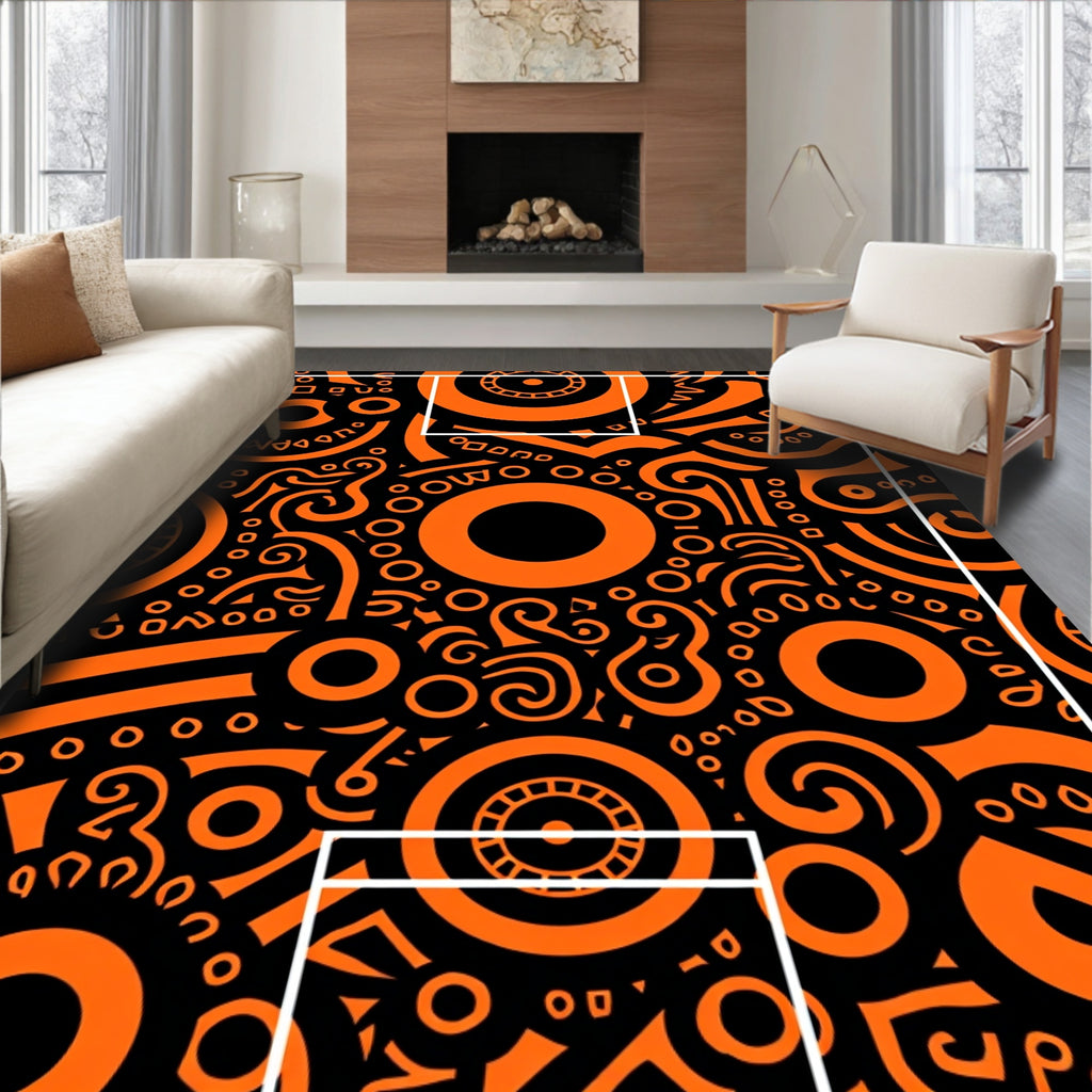 Bold Orange Tribal Circles Rug