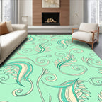 Aqua Coastal Leaf Swirl Rug