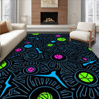 Neon Circles And Lines Rug