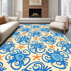Oceanic Blue Swirl Creatures Starfish Rug