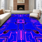 Electric Blue Pink Circuit Board Rug