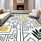 Geometric Leaf Gold Coin Rug
