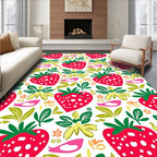 Whimsical Red Strawberry Floral Burst Rug