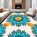 Vibrant Blue Orange Floral Radiance Rug