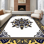 Grand Blue Yellow Floral Medallion Rug