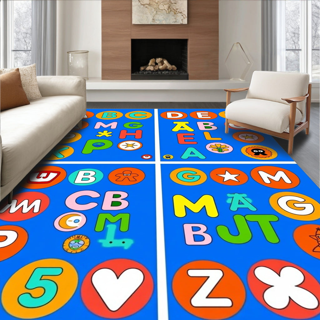 Playful Alphabet Circles Round Rug