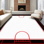 Minimalist Red Outline Geometric Court Rug
