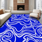 Vibrant Blue Organic Swirl Rug