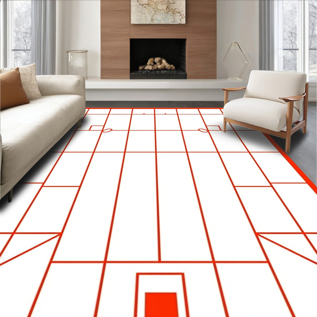 Geometric Red Rectangles Arrangement Rug