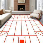 Geometric Red Rectangles Arrangement Rug