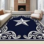 Classic Navy White Star Medallion Rug