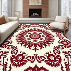 Cardinal Red Floral Mandala Rug