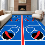 Bold Blue Red Abstract Panels Rug