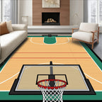 Classic Wood Court Basketball Arena Rug