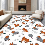 Whimsical Squirrels And Snowflakes Rug