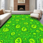 Bright Green Dollar Coin Collage Rug