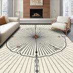 Sunburst Black Line Mandala Rug