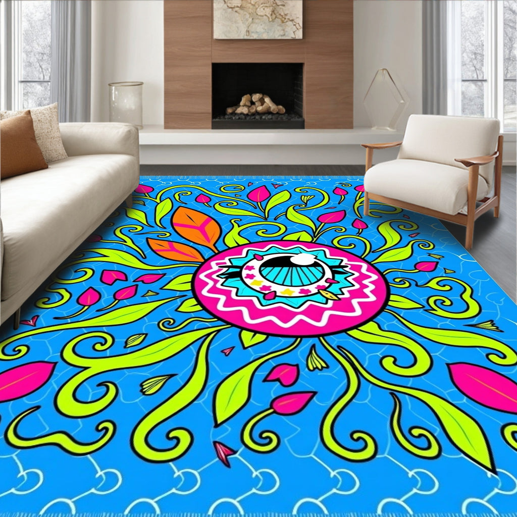 Vibrant Eye Flower Swirl Rug