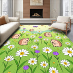 Whimsical Hedgehog Garden Butterflies Rug