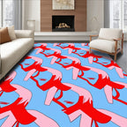 Bold Red Pink Face Abstract Rug