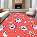 Whimsical Pink Ghost Starry Moon Night Rug
