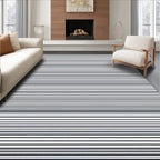 Modern Black White Fine Stripes Rug