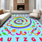 Psychedelic Rainbow Alphabet Swirl Rug