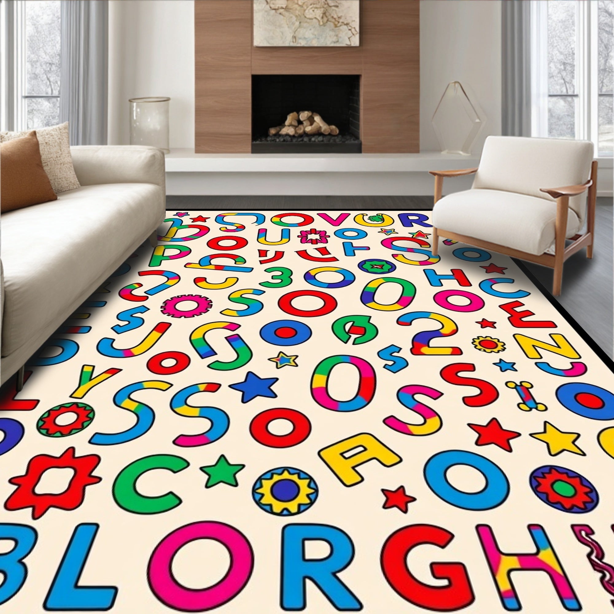 Playful Colorful Alphabet Scatter Rug