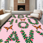 Pink Floral Alphabet Butterfly Garden Rug