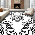 Monochromatic Floral Mandala Corner Rug