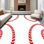 Red Baseball Stitch Graphic Rug
