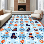 Ice Skates Snowflake Blue Orange Collage Rug