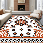 Graphic Orange Black Diamond Medallion Rug