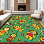 Whimsical Lion And Bunny Parade Rug