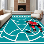 Hockey Player Red Ice Court Art Rug